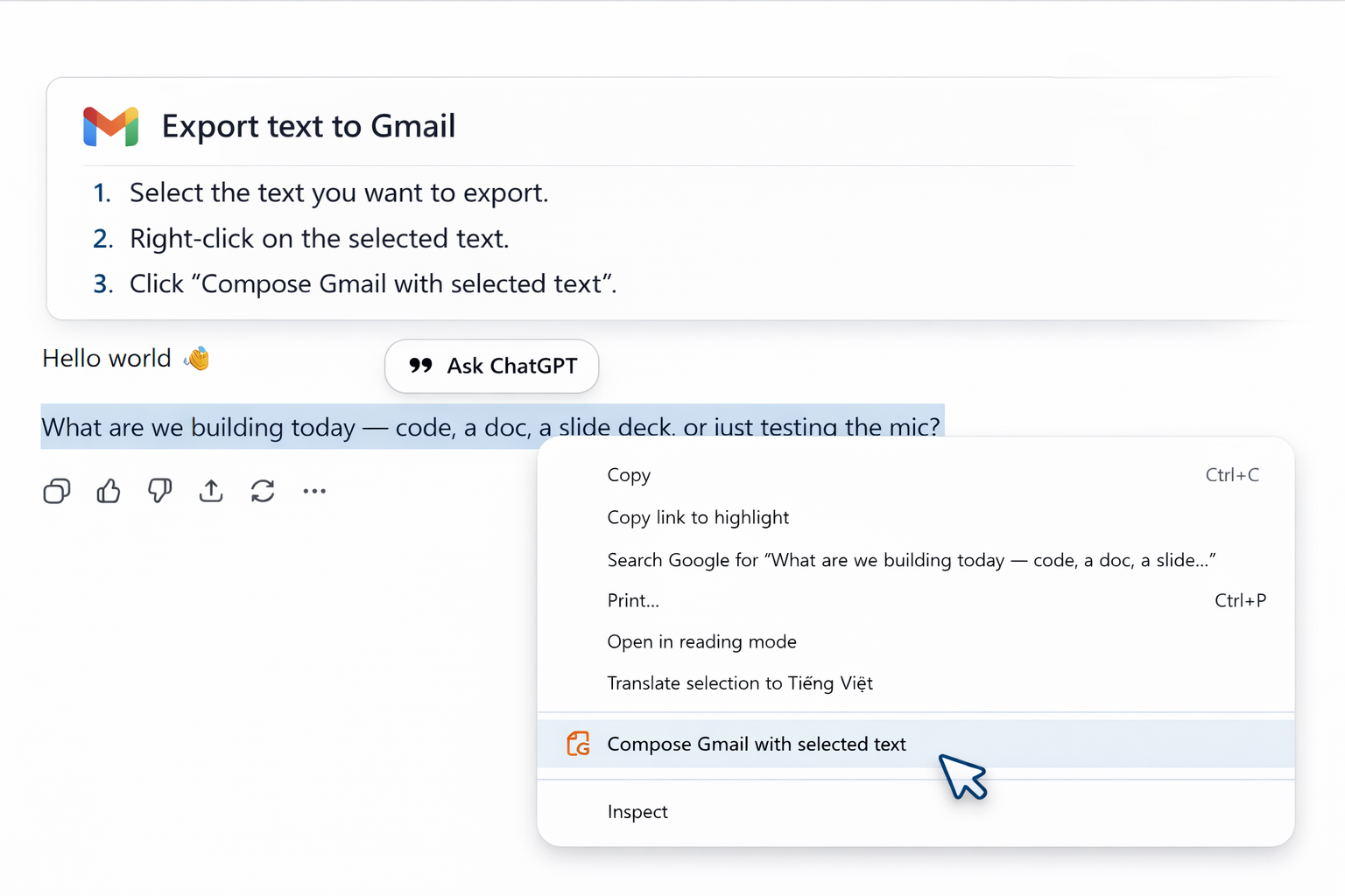 Right-click to Export Gmail