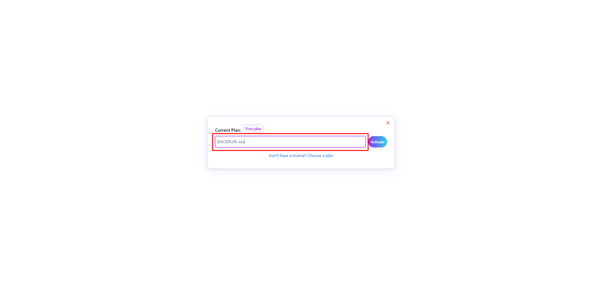 Enter license key