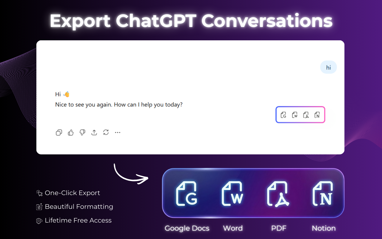 Full conversation export UI