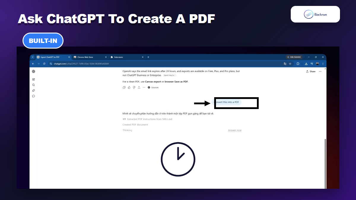 ChatGPT creating a PDF from a conversation response