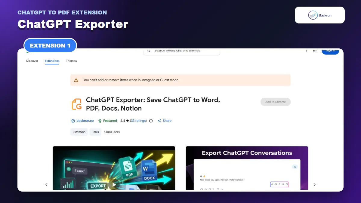 Chrome Web Store listing for ChatGPT Exporter