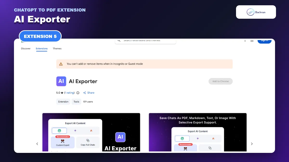 Chrome Web Store listing for AI Exporter