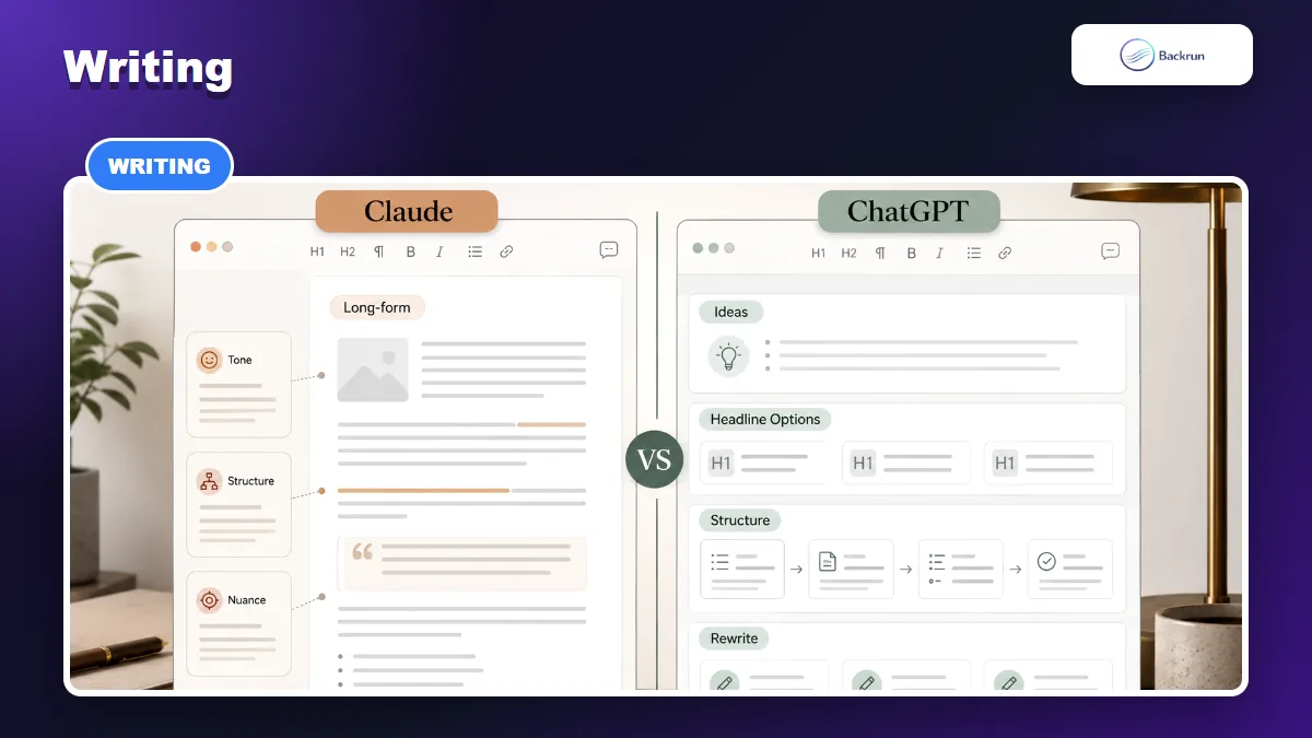 Comparison visual for Claude vs ChatGPT for writing tasks