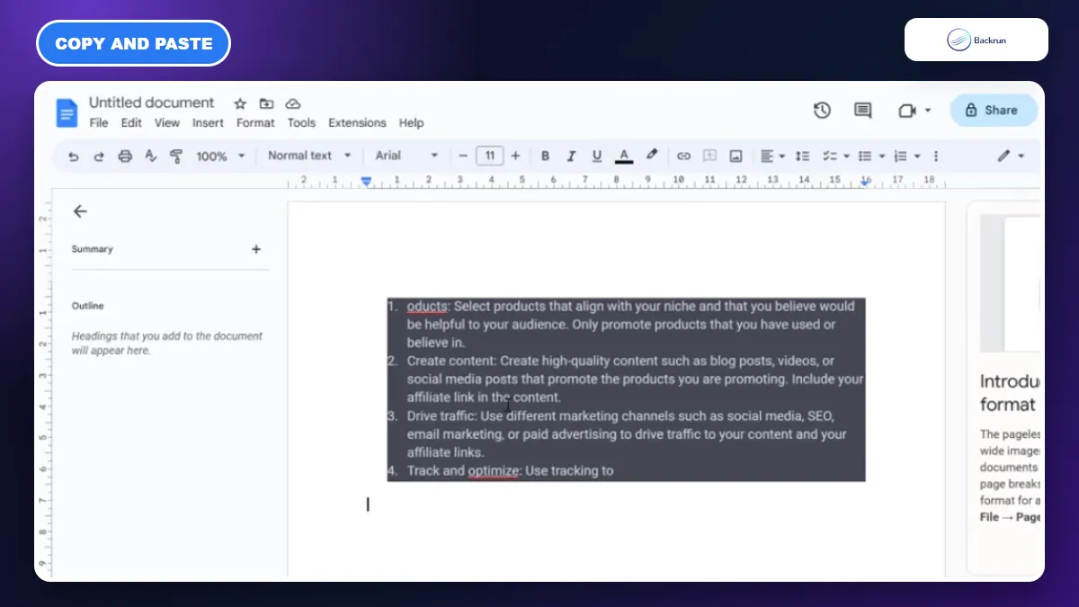 A ChatGPT answer pasted into a Google Docs document