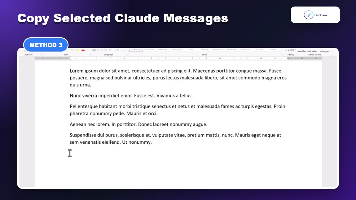 Claude conversation text being pasted into Microsoft Word