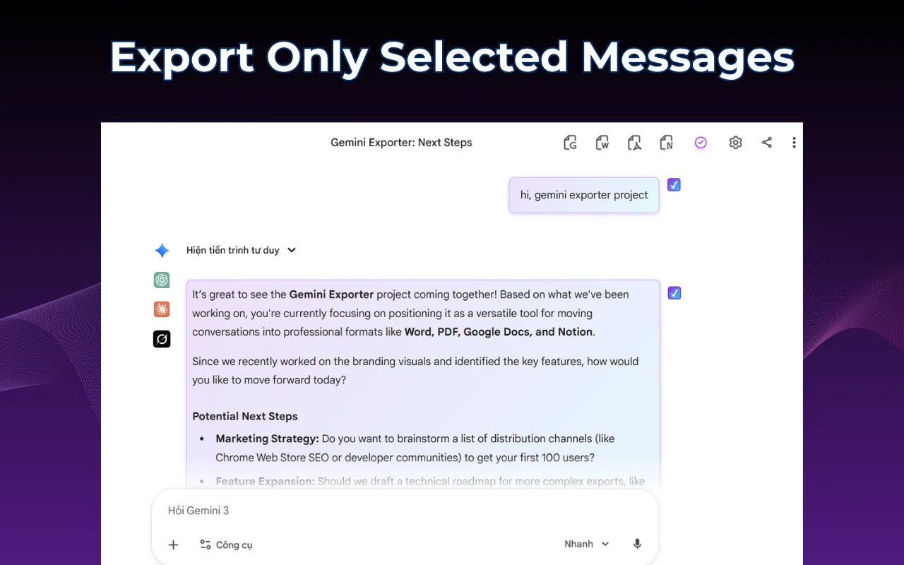 Choosing individual messages from a Grok conversation to export