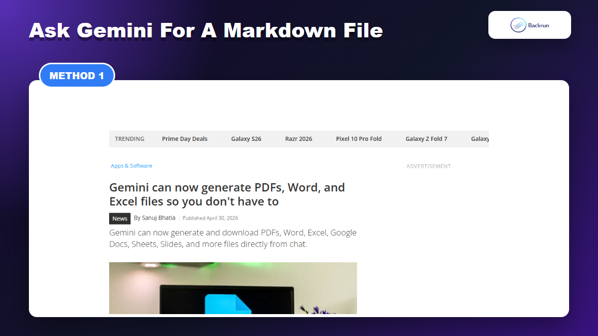 Android Central article showing Gemini can generate downloadable files directly from chat