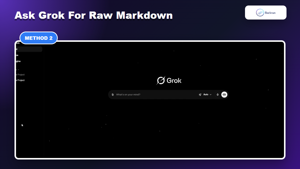Grok interface where a user can ask for a response formatted as Markdown
