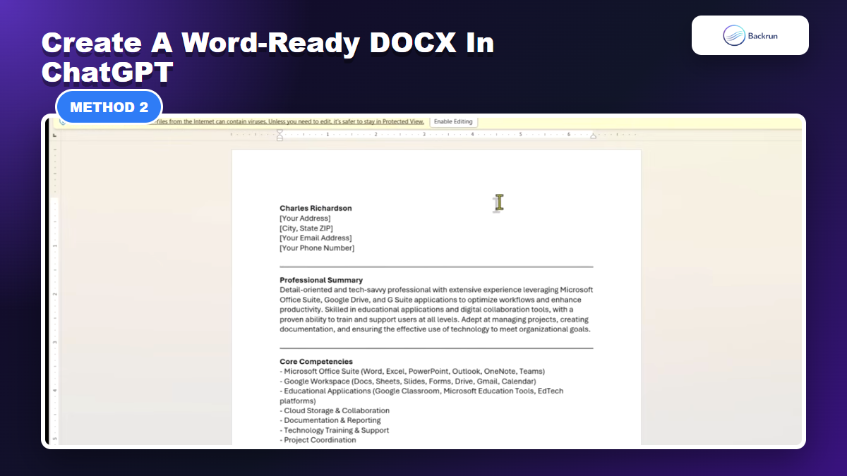 Microsoft Word document created from ChatGPT output
