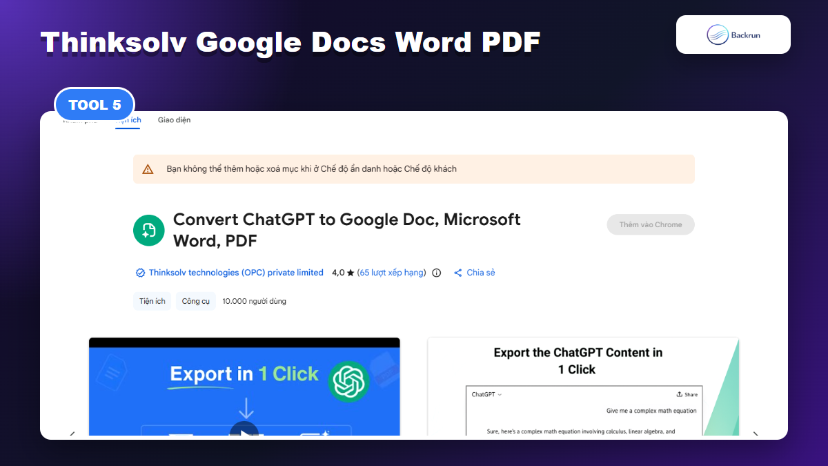 Chrome Web Store listing for Convert ChatGPT to Google Doc Microsoft Word PDF
