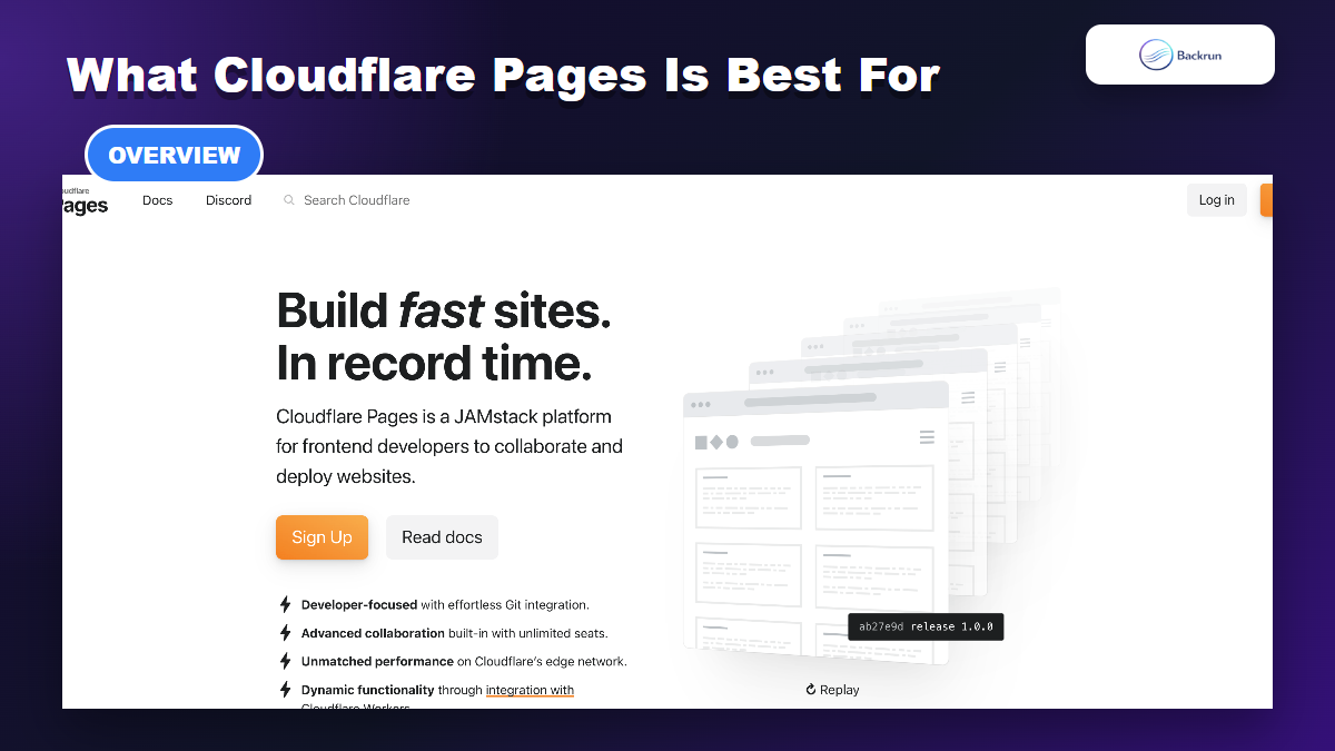 Cloudflare Pages overview screen for static website deployment