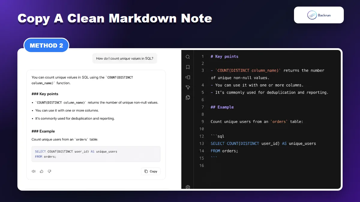 Capture style image showing a ChatGPT answer copied into an Obsidian Markdown note