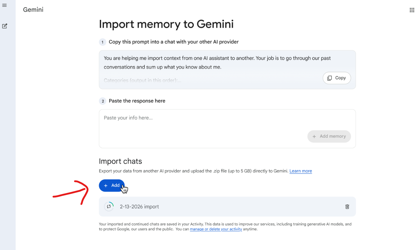 import chatgpt Chats to gemini