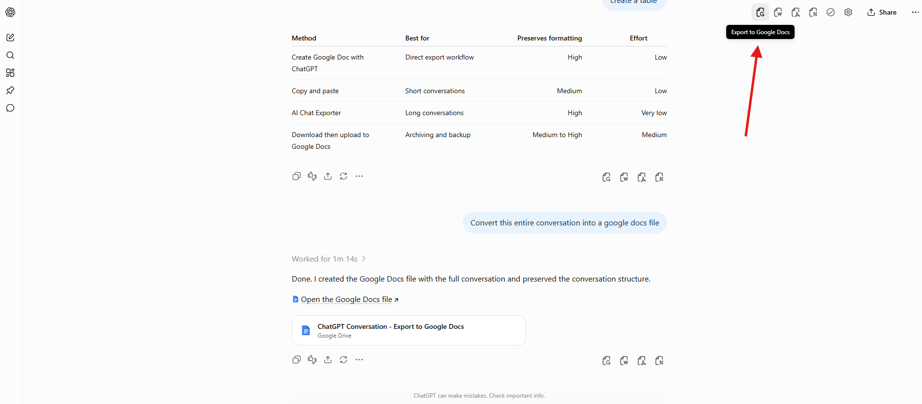 export chatgpt to google docs