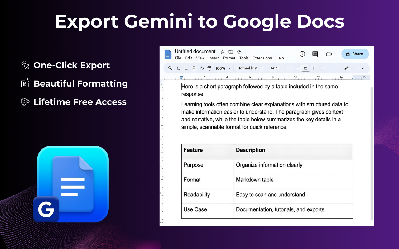 Export to Google Docs