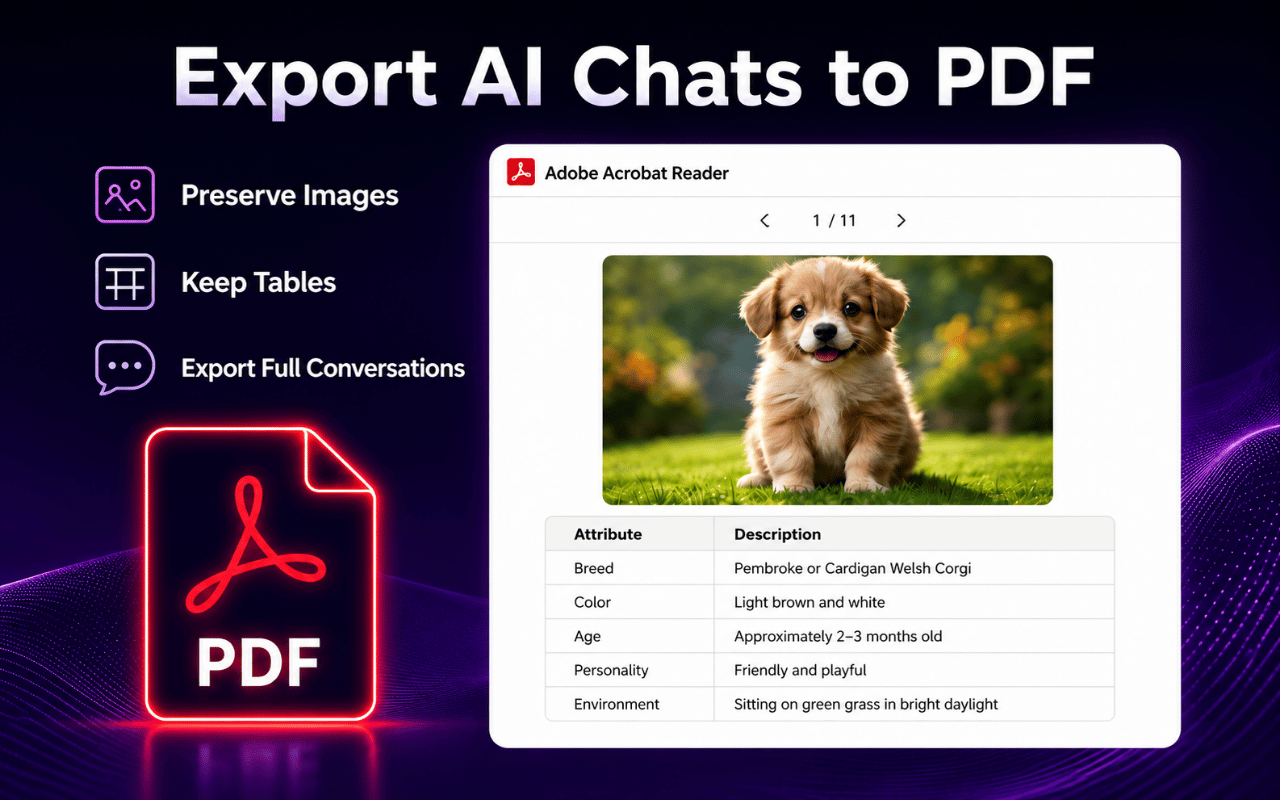 AI Chat Exporter PDF export preview