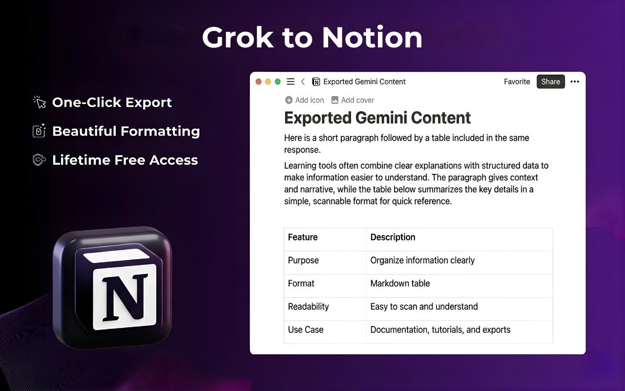 Result when exporting conversation to Notion